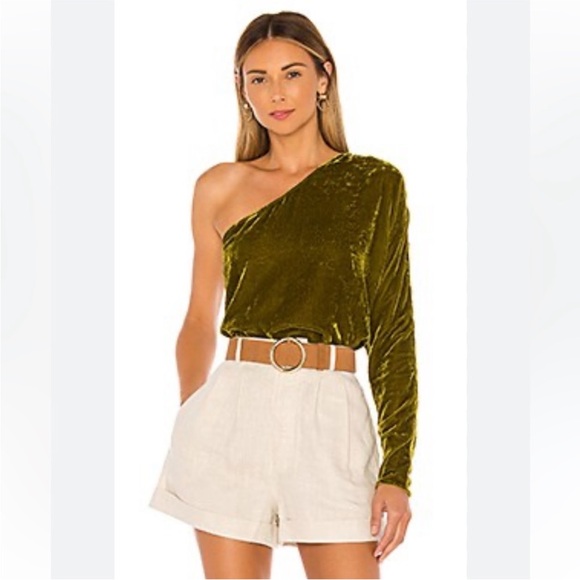 Tularosa Tops - Revolve Tularosa Velvet Long Sleeve One Shoulder Top Size XS 'Nova'